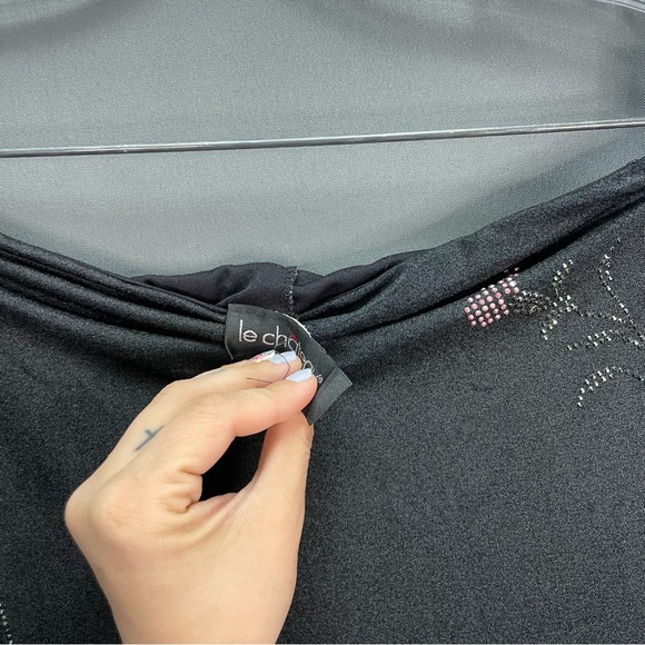 Vintage LE CHATEAU strapless slip dress with rhinestone flower design minimalist - Picture 11 of 16